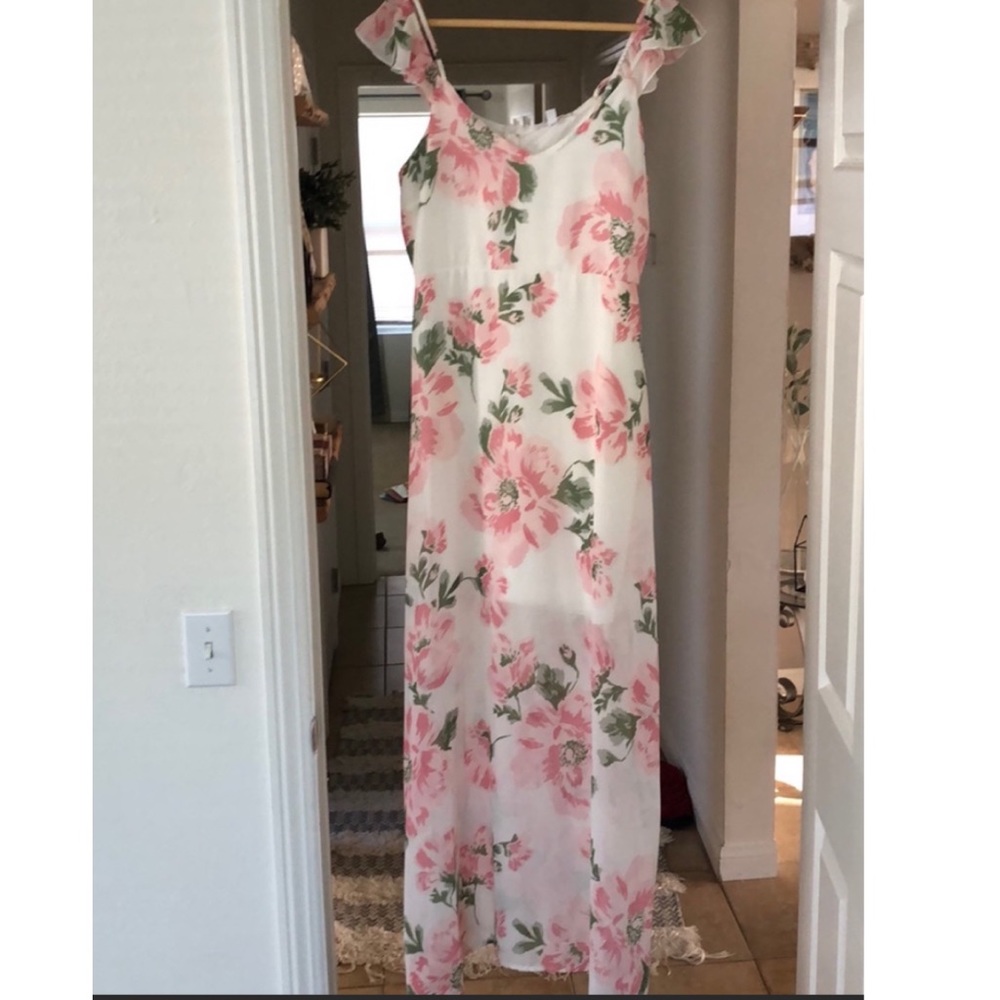 Flower print & Ivory Dress (Large)